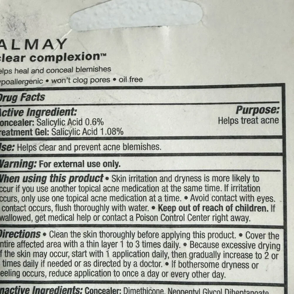 Almay Clear Complexion Concealer & Treatment Gel -LIGHT  #100 - Sealed/New